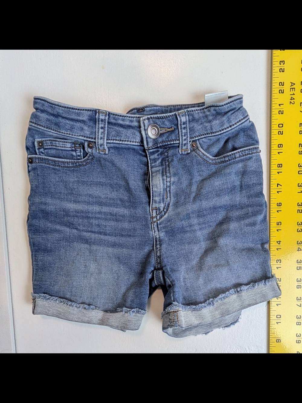Girls' Mid Wash Denim Roll-Cuff Shorts